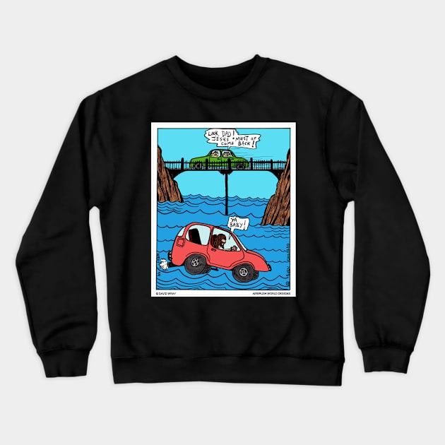 Jesus Driving On Water Funny Christian Novelty Gift Crewneck Sweatshirt by Airbrush World